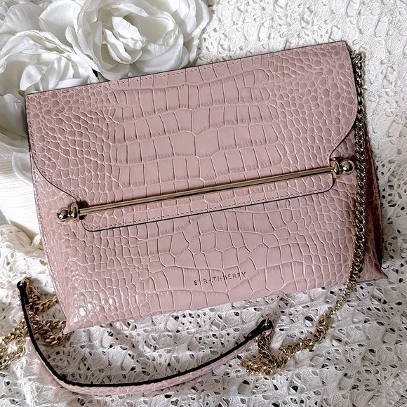 Strathberry East West Stylist Croc Clutch (Blush, Pink) - Picture 4 of 16